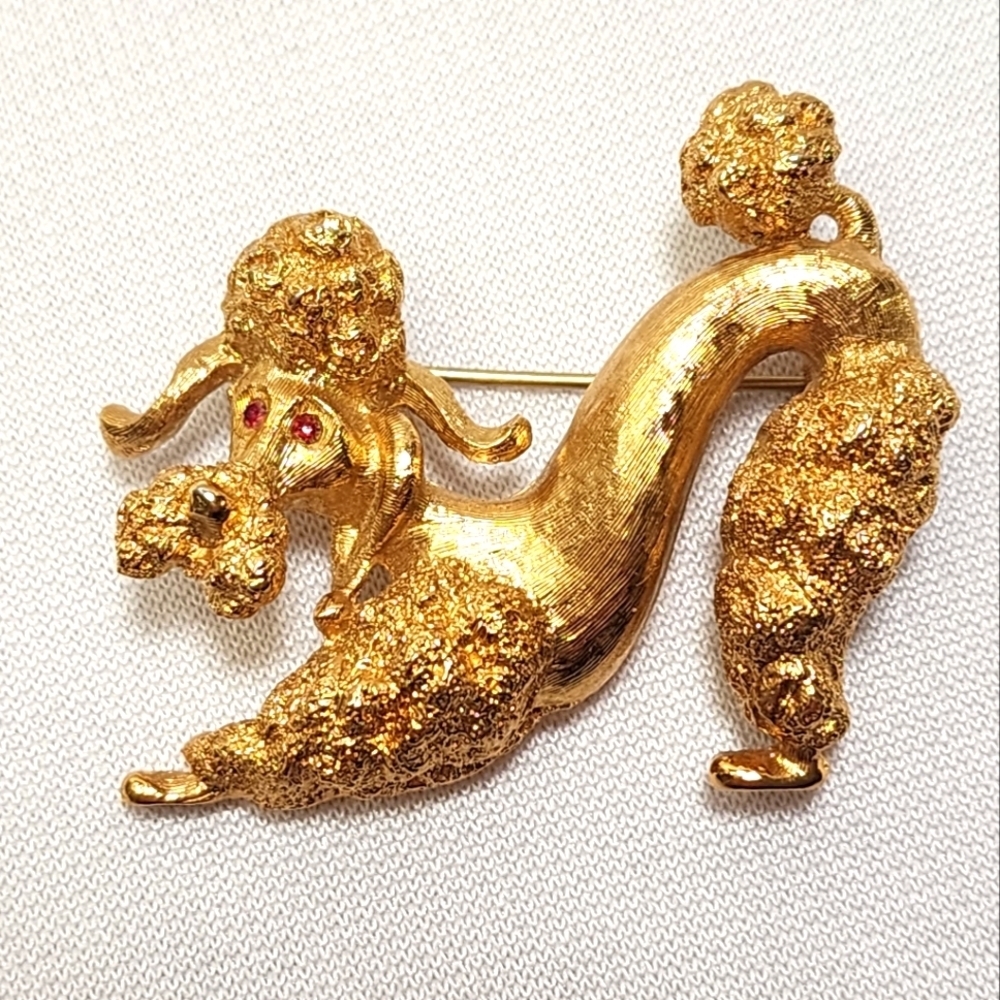 Monet Playful Poodle Vintage Brooch